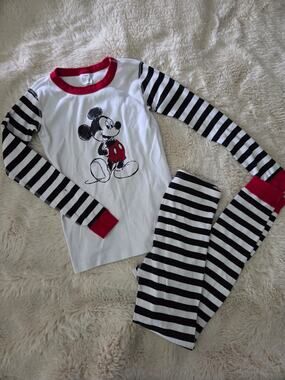 Hanna Andersson Disney Collection Mickey Mouse Stiped Snug fit 2 piece Pjs 12